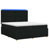 vidaXL LED sängram med madrass med huvudgavel Svart 200 x 200 cm Tyg