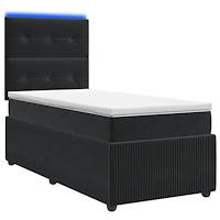 vidaXL LED sängram med madrass med huvudgavel Svart 80 x 200 cm Sammet