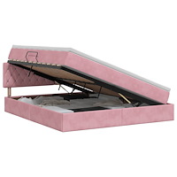 vidaXL Förvaringssäng med huvudgavel Rosa 180 x 200 cm Sammet