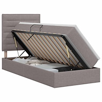 vidaXL Förvaringssäng med madrass med huvudgavel Taupe 90 x 200 cm tyg