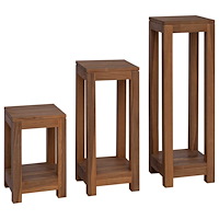 vidaXL Växtställ 3 st Naturlig 25 x 25 x 80 cm Massivt teakträ