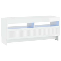 vidaXL LED TV-skåp Vit högglans Konstruerat trä