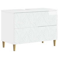 vidaXL Badrumsskåp med handfat DELFT Vit högglans 82 x 41 x 59 cm