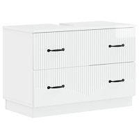 vidaXL Badrumsskåp med handfat HOORN Vit högglans 82 x 41 x 56 cm