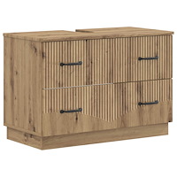 vidaXL Badrumsskåp med handfat HOORN Artisan-ek 82 x 41 x 56 cm