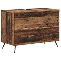 vidaXL Badrumsskåp med handfat BREDA Gammalt trä 82 x 41 x 59 cm