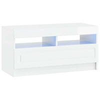 vidaXL LED TV-skåp Vit högglans Konstruerat trä