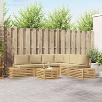 vidaXL 7 st Utomhussoffset Polyester Vit och Beige