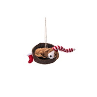 SASS & BELLE Dog in a Basket Felt Decoration