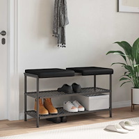 vidaXL Bänk kudde 2 st Konstläder Svart Djup 35 cm