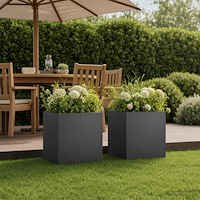 vidaXL Trädgårdsplanterare 2 st Svart 20 x 20 x 20 cm Kallvalsat stål