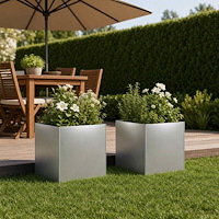 vidaXL Trädgårdsplanterare 2 st Silver 20 x 20 x 20 cm