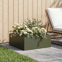 vidaXL Trädgårdsplanterare Olivgrön 40 x 40 x 20 cm Kallvalsat stål