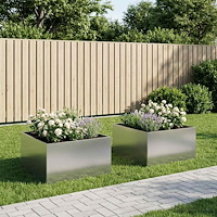 vidaXL Trädgårdsplanterare 2 st Silver 80 x 80 x 40 cm