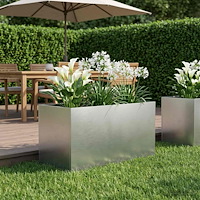 vidaXL Trädgårdsplanterare Silver 80 x 50 x 50 cm Rostfritt stål