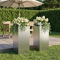 vidaXL Trädgårdsplanterare 2 st Silver 20 x 20 x 40 cm