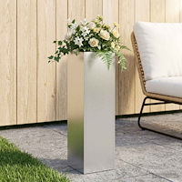 vidaXL Trädgårdsplanterare Silver 20 x 20 x 75 cm Rostfritt stål