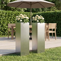 vidaXL Trädgårdsplanterare 2 st Silver 20 x 20 x 75 cm Rostfritt stål