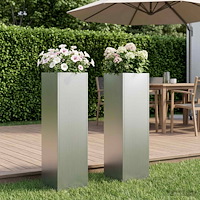 vidaXL Trädgårdsplanterare 2 st Silver 20 x 20 x 75 cm