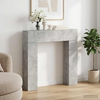 vidaXL Eldstadsram Betonggrå 102 x 18 x 100,5 cm Konstruerat trä
