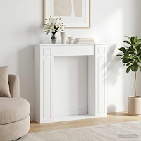 vidaXL Eldstadsram Vit 100 x 20 x 100 cm Konstruerat trä