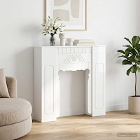 vidaXL Eldstadsram Vit högglans 93 x 20 x 89 cm Konstruerat trä