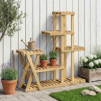 vidaXL Växtställ Vit 95 x 25 x 101,5 cm Massivt Akaciaträ