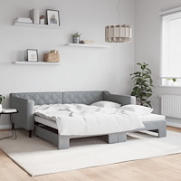 vidaXL Dagbädd utdragbar ljusgrå 100x190 cm tyg
