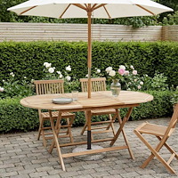 vidaXL Hopfällbart trädgårdsbord Naturlig 160 x 80 x 76 cm