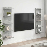 vidaXL Vägg hylla 2 st Betonggrå 30 x 15 x 100 cm Konstruerat trä