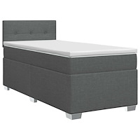 vidaXL Kontinentalsäng med madrass Mörkgrå 100 x 200 cm Tyg