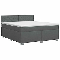 vidaXL Kontinentalsäng med madrass Mörkgrå 160 x 200 cm Tyg