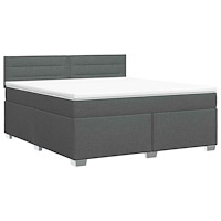 vidaXL Kontinentalsäng med madrass Mörkgrå 180 x 200 cm Tyg