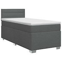 vidaXL Kontinentalsäng med madrass Mörkgrå 90 x 190cm Tyg