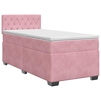 vidaXL Kontinentalsäng med madrass Rosa 90 x 200 cm Sammet