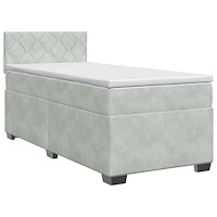vidaXL Kontinentalsäng med madrass Ljusgrå 100 x 200 cm Sammet