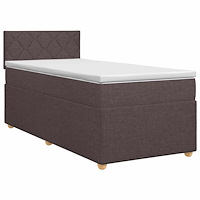 vidaXL Kontinentalsäng med madrass Mörkbrun 80 x 200 cm Tyg