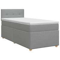 vidaXL Kontinentalsäng med madrass Ljusgrå 90 x 200 cm Tyg