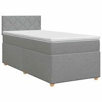vidaXL Kontinentalsäng med madrass Ljusgrå 90 x 200 cm Tyg