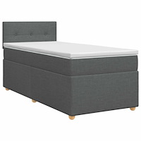 vidaXL Kontinentalsäng med madrass Mörkgrå 100 x 200 cm Tyg