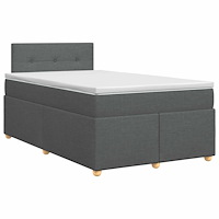 vidaXL Kontinentalsäng med madrass Mörkgrå 120 x 190 cm Tyg