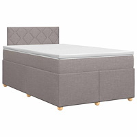 vidaXL Kontinentalsäng med madrass Taupe 120 x 190 cm Tyg