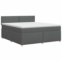 vidaXL Kontinentalsäng med madrass Mörkgrå 160 x 200 cm Tyg