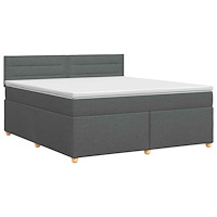 vidaXL Kontinentalsäng med madrass Mörkgrå 180 x 200 cm Tyg