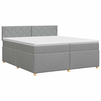 vidaXL Kontinentalsäng med madrass Ljusgrå 200 x 200 cm Tyg