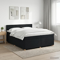 vidaXL Kontinentalsäng med madrass Svart 200 x 200 cm Tyg