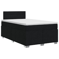 vidaXL Kontinentalsäng med madrass Svart 120 x 190 cm Tyg