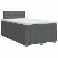 vidaXL Kontinentalsäng med madrass Mörkgrå 120 x 190 cm Tyg