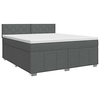 vidaXL Kontinentalsäng med madrass Mörkgrå 160 x 200 cm Tyg