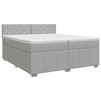 vidaXL Kontinentalsäng med madrass Ljusgrå 200 x 200 cm Tyg